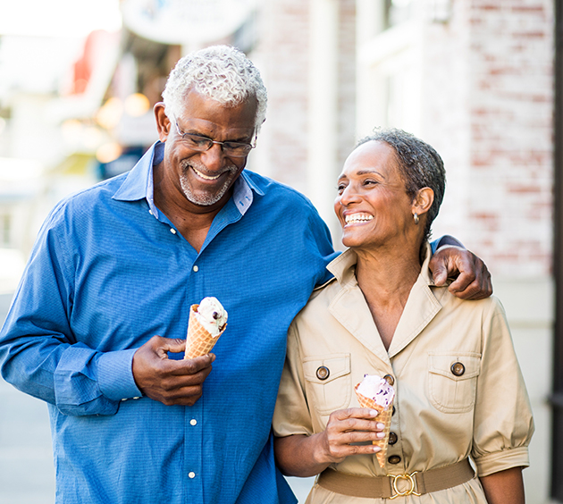 senior couple with ice cream