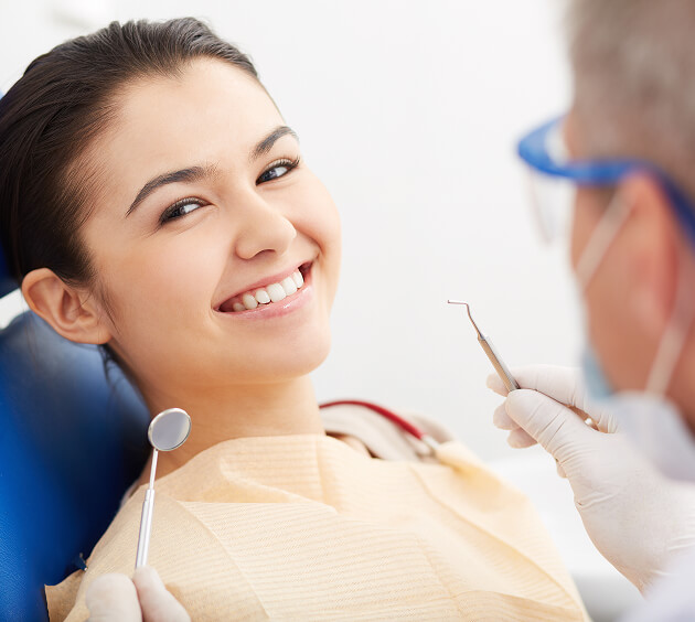 happy woman at dentist
